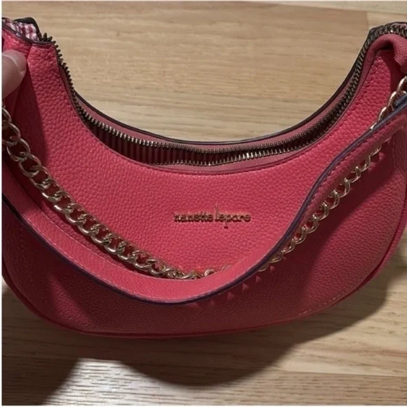 Nanette Lepore Coral Shoulder Bag with Gold Chain - Picture 3 of 7